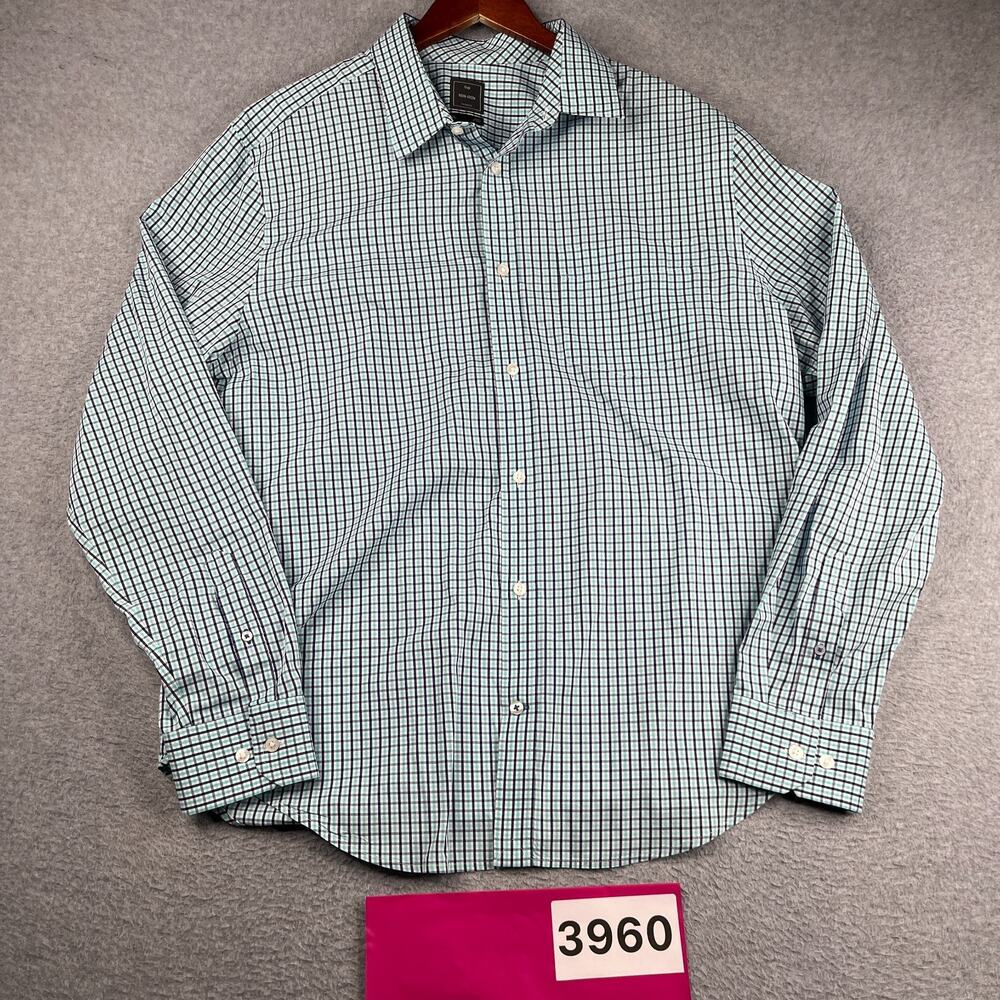 Gap Non Iron Shirt Blue Tattersall Check Casual Button Up Long Sleeve Mens XL